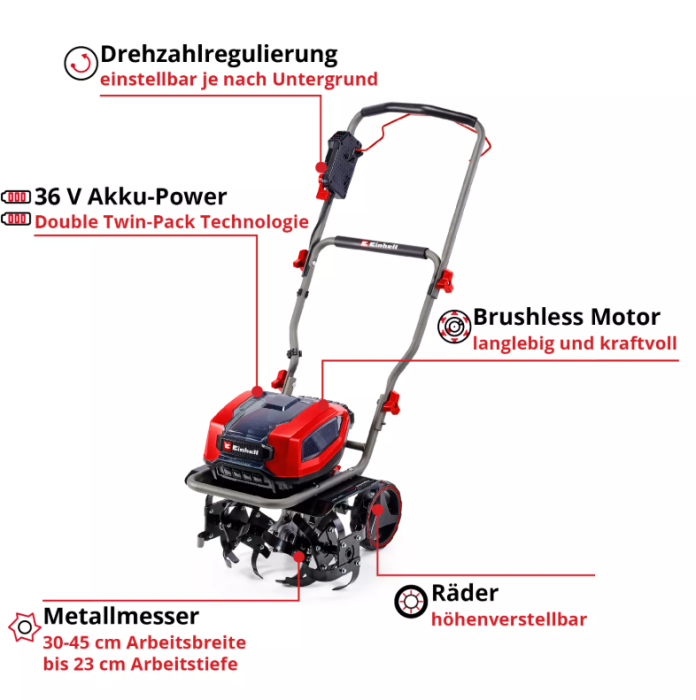 Einhell PROFESSIONAL Akku-Bodenhacke GP-CR 36/45 Li E BL- Solo, 3431220